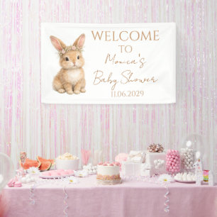 Vintage Easter Bunny Rabbit Baby Watercolor Banner