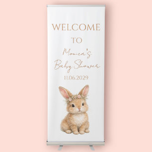 Vintage Easter Bunny Rabbit Baby Watercolor Retractable Banner