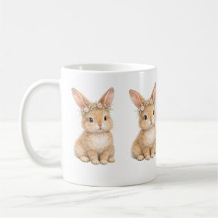 Vintage Easter Bunny Rabbit Egg Watercolor Coffee Mug