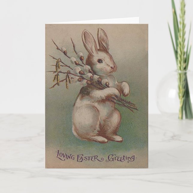 Vintage Easter Bunny Rabbit Holiday Card (Front)