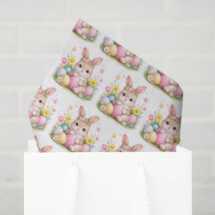 Vintage Easter Bunny Rabbit Pink Watercolor Tissue Paper