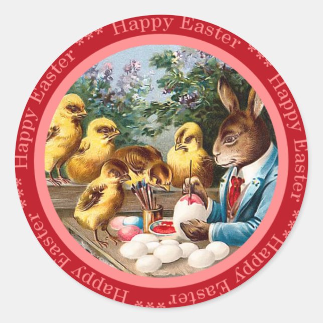 Vintage Easter Bunny Sticker (Front)
