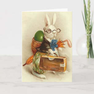 Vintage Easter Bunny Traveler Easter Card