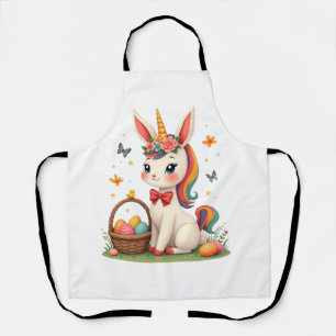 Vintage Easter Bunny Unicorn Pastel Floral Cartoon Apron