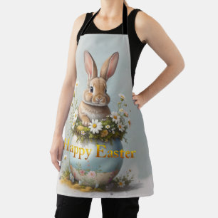 Vintage Easter Bunny with daisies Apron