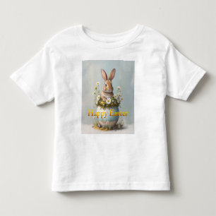 Vintage Easter Bunny with daisies Toddler T-Shirt
