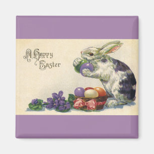 Vintage Easter Bunny with Easter Eggs in a Basket Magnet