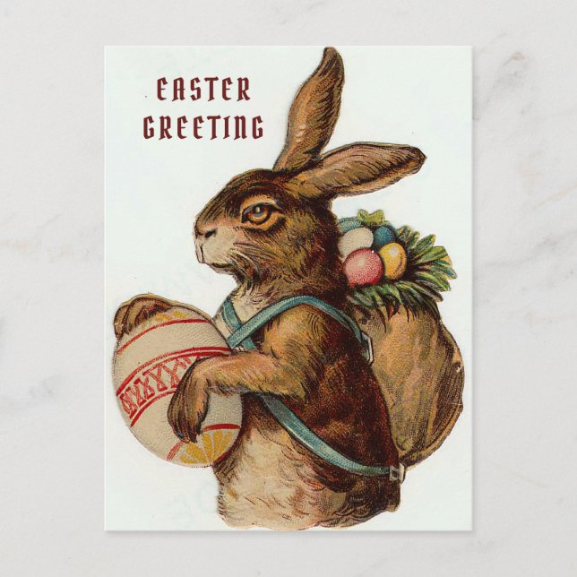 Vintage Easter Bunny with eggs Postcard (Front)