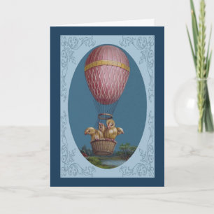 Vintage Easter Card - Easter Chicks in Balloon