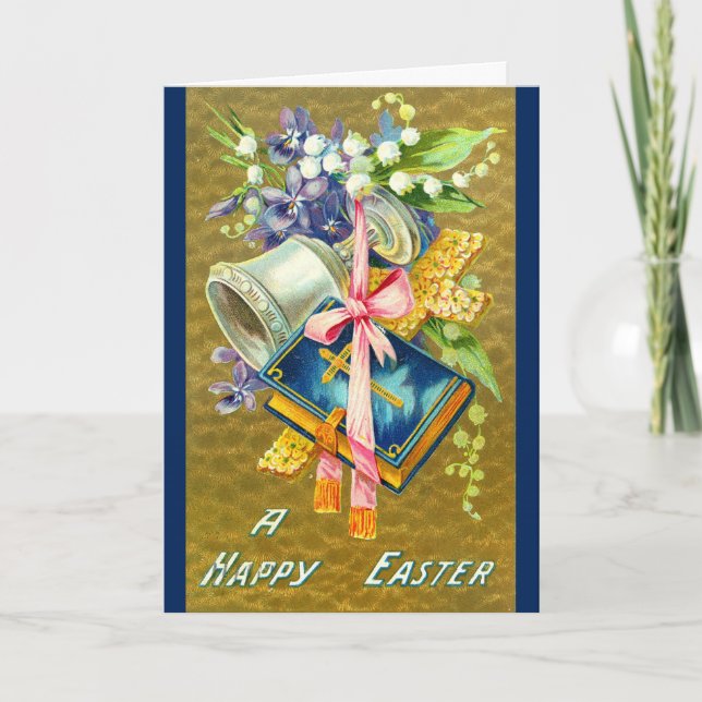 Vintage Easter Card - Easter Cross and Bible (Front)