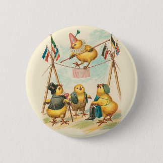 Vintage Easter Card With Circus Chicks 6 Cm Round Badge