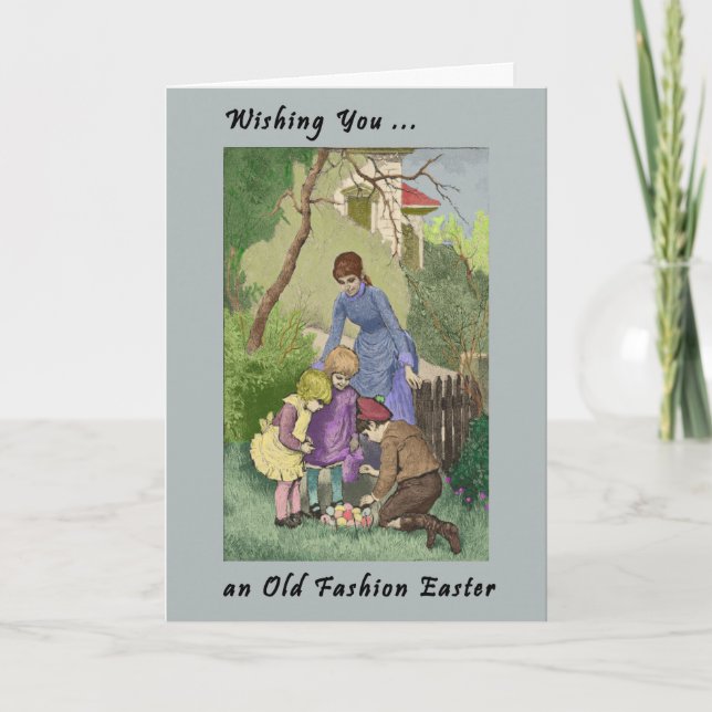 Vintage Easter Card with Mother & Children (Front)