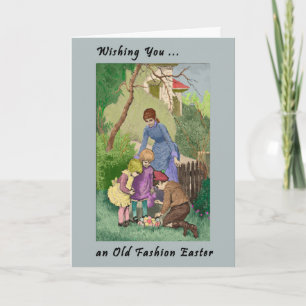 Vintage Easter Card with Mother & Children
