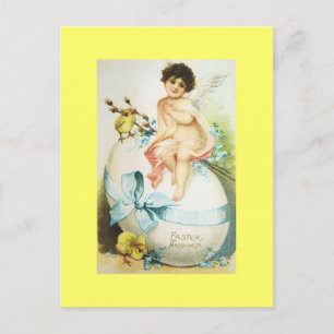 Vintage Easter Cherub & Chicks Holiday Postcard