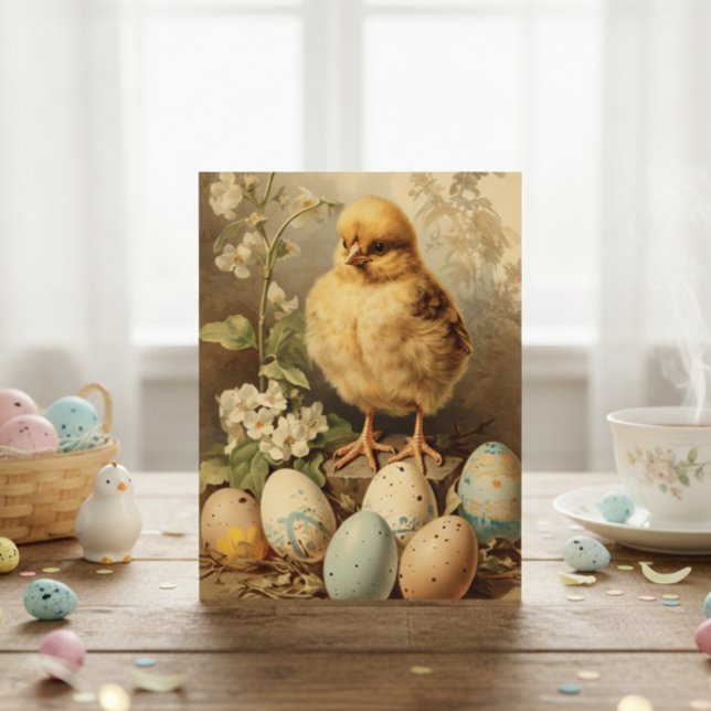 Vintage Easter Chick Basket  Postcard (Creator Uploaded)