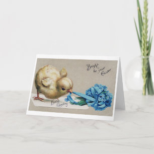 Vintage Easter Chick Bouquet Card