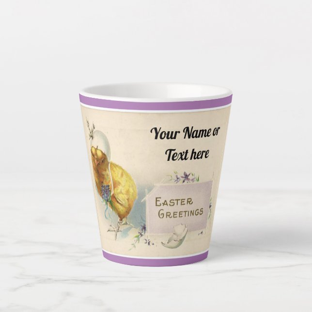 Vintage Easter Chick Latte Mug (Front)