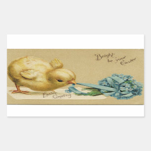 Vintage Easter Chick Rectangular Sticker