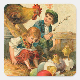 Vintage Easter Chick Stickers