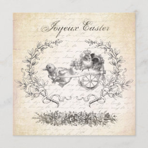 Vintage Easter chickens invitation