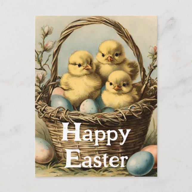 Vintage   Easter Chicks  Holiday Postcard (Front)