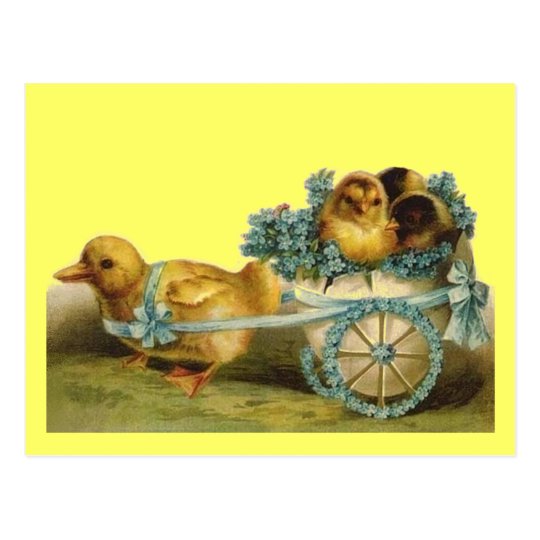 Vintage Easter Chicks in Egg of Violets Postcard