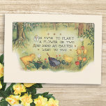 Vintage Easter Chicks in Garden with Funny Poem Holiday Card<br><div class="desc">Cute vintage chicks planting spring flowers in a grassy field with funny Easter poem. Back features complementary graphics and editable text fields.</div>