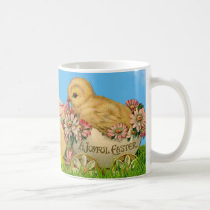 Vintage Easter Chicks with Blue Sky and Easter Egg Coffee Mug