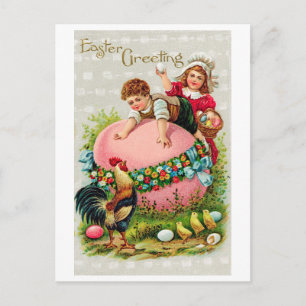 Vintage Easter Child Egg Chick Postcard