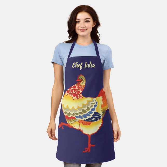 Vintage Easter, Colourful Chicken from the Farm Apron (Worn)