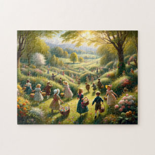 Vintage Easter Countryside Egg Hunt Jigsaw Puzzle