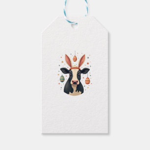 Vintage Easter Cow Bunny Ears Cute Farm Animal Egg Gift Tags