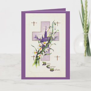 Vintage Easter Cross Holiday Card