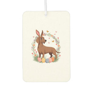 Vintage Easter Dachshund Bunny Dog with Floral Egg Car Air Freshener