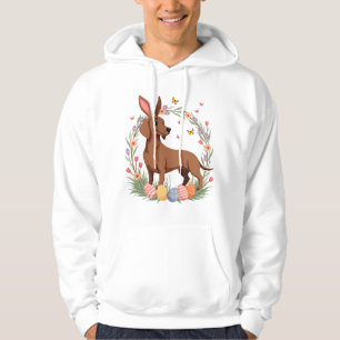 Vintage Easter Dachshund Bunny Dog with Floral Egg Hoodie