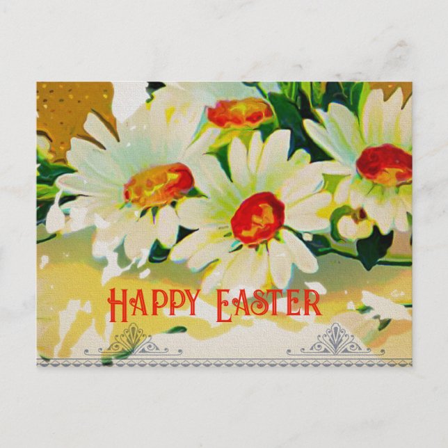 Vintage Easter Daisies Postcard (Front)