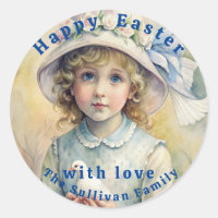 Vintage Easter Dove Girl Flowers.