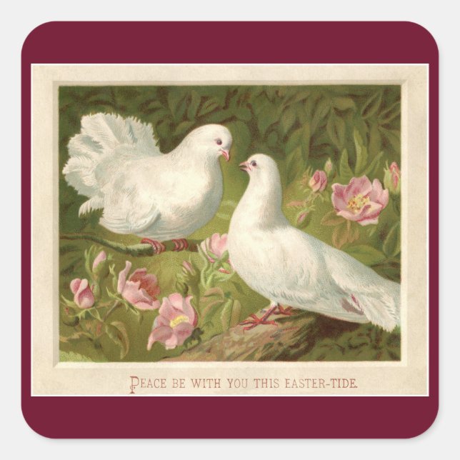 Vintage Easter Doves Square Sticker (Front)