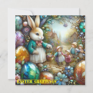 Vintage Easter ~ EASTER GREETINGS ~ Bunny ~ Holiday Card