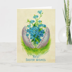 Vintage Easter Egg Best Easter Wishes Greeting Holiday Card