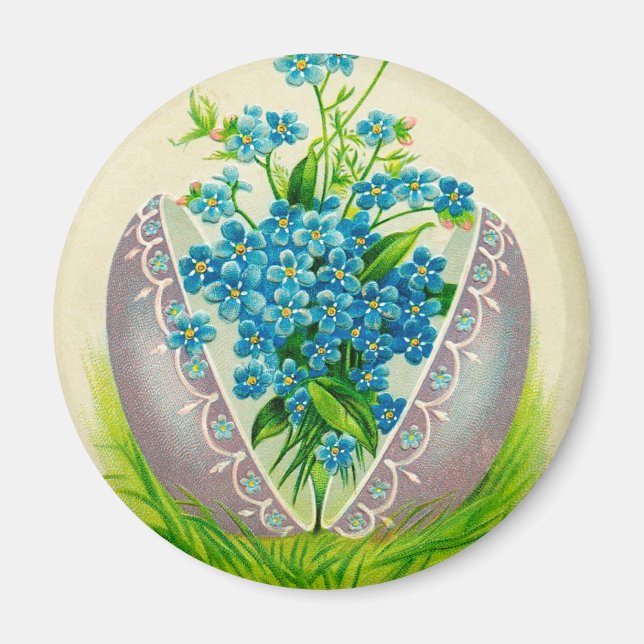 Vintage Easter Egg Best Easter Wishes Greeting Magnet (Front)