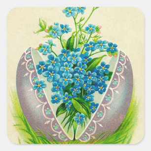 Vintage Easter Egg Best Easter Wishes Greeting Square Sticker