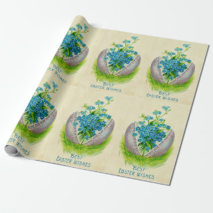 Vintage Easter Egg Best Easter Wishes Greeting Wrapping Paper