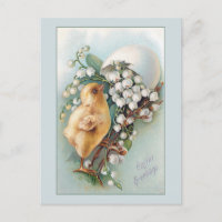 Vintage Easter Egg, Chick and Lily of the Valley
