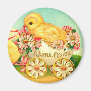 Vintage Easter Egg Chick Carriage Floral Flowers Magnet