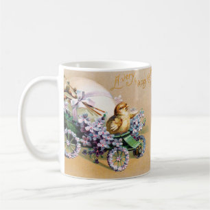 Vintage Easter Egg Chick Floral Flowers Coffee Mug