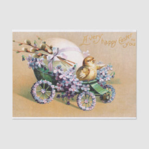 Vintage Easter Egg Chick Floral Flowers Tissue Paper