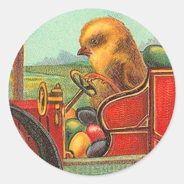 Vintage Easter Egg Delivery Classic Round Sticker (Front)