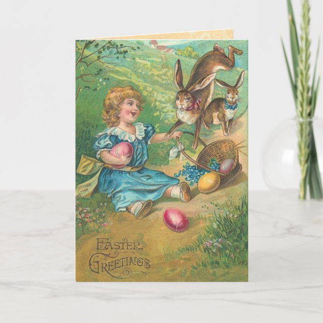 Vintage Easter Egg Hunt Greeting Cards (Front)