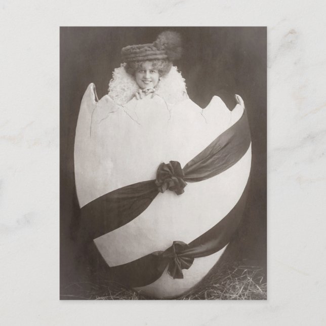 Vintage Easter Egg Lady Postcard (Front)